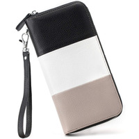 Moflycom Womens Wallet Rfid Blocking Genuine Leather Multi Credit Card Large Capacity Zip Around Clutch Travel Purse Wristlet Black