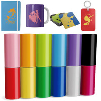 Lucky Goddness Solid Color-Infusible Transfer Ink Paper 4.5""X12""Heat Tranfer Paper Blank T-Shirts Cup Coasters Mug 12/Pcs Black Red Pink