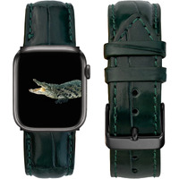 Green Crocodile Leather Band Compatible For Apple Watch 49Mm 45Mm 44Mm 42Mm For Iwatch Men Alligator Replacement Strap Smartwatch Series 8 7 6 5 4 3 2 1 Se Handmade Aw-08-De-Ll