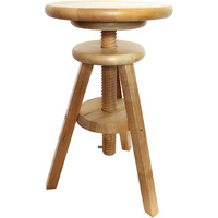 Ehemco Swivel Wooden Adjustable Bar Stool  18 To 24 Inches  Natural  Fully Assembled