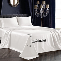 Siinvdabzx 4Pcs Satin Sheet Extra Deep Pocket Queen Size  Ultra Silky Soft Ivory White Satin Queen Bed Sheets Deep Fitted Sheet Set Fits 18-24 Inch Deep Pocket Mattress