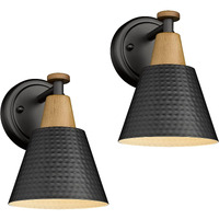 Femila Wall Sconces Set Of 2  1-Light Matte Black Bathroom Light Fixtures  Modern Single Vanity Light Wall Lamp With Hammered Metal Shade  4Fg59B-2 Bk