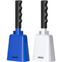 8 Inch Steel Cow Bell With Handle  2-Pack Noise Makers Cowbell For Sport Events Cheering Hand Bell For Football Games Party  Concert  Graduations  School  Farm Ranch(Blue+White)