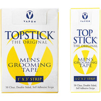 Topstick Men's Clear Double Sided Grooming Tape Bundle - (1 Box Of 50 Strips) 1"" X 3"" & (1 Box Of 50 Strips) 1/2"" X 3""
