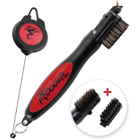 Frogger Brushpro Golf Club Cleaner With Ergonomic Grip And Retractable Cord  Sturdy Golf Brush And Groove Cleaner With Advanced Scrub Cleaning Technology For Professional Golfers  Red