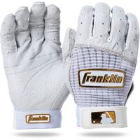 Franklin Sports Mlb Baseball Batting Gloves - Pro Classic Batting Gloves For Baseball + Softball - Adult Men's + Youth Batting Glove Pairs - White + Gold - Adult Large