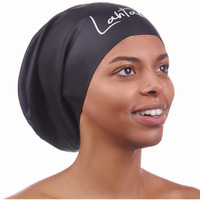 Swim Cap For Long Hair - Swim Cap Braids And Dreadlocks - Bathing Swim Caps For Women Swimming - Swimming Cap For Women - Extra Large Swim Cap Men Afro - Waterproof Silicone Keep Hair Dry (Black Xl)