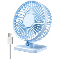 Gaiatop Usb Desk Fan  Small But Powerful  Portable Quiet 3 Speeds Wind Desktop Personal Fan  Adjustment Mini Fan Table Fan For Better Cooling  Home Office Car Indoor Outdoor(Light Blue)
