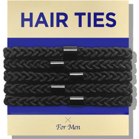 Havhaf Braided Mens Hair Ties For Men 5 Pcs(Xl  Black) - For Buns Curly Thick Dense Hair Elastic Hair Ties For Guys  No Damage Crease Breakage Man Bun Hair Tie Men With Long Hair  Perfect Hairtie For Men
