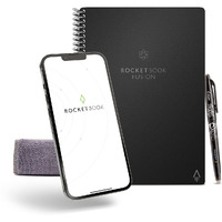 Rocketbook Fusion Smart Reusable Notebook - Calendar  To-Do Lists  And Note Template Pages With 1 Pilot Frixion Pen And 1 Microfiber Cloth Included - Infinity Black  Executive Size (6"" X 8.8"")