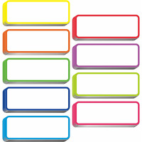 54 Pcs Magnetic Dry Erase Reusable Name Tag Label Plate Rainbow Neon Sticker In 9 Colors For Whiteboards Locker Fridge School Office Home (3.2"" X 1.2"" Each)