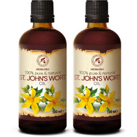 Aromatika St Johns Wort Oil 6.8 Oz (2 * 100Ml) - Hypericum Perforatum - Carrier Oil For Essential Oils - Oil For Skin - Hair Oil - Body Oil - Face Oil - Bath Oil