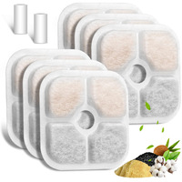 Cat Water Fountain Filter  6-Pack Pet Fountain Filter Replacement Compatible With 2L/2.5L Cat Drinking Fountain  Replacement Triple Action Water Filter Activated Carbon Filter  2 Hoses