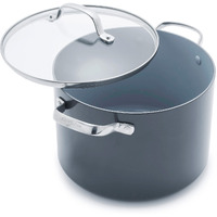 Greenpan Valencia Pro Hard Anodized Healthy Ceramic Nonstick 8Qt Stock Pot With Lid  Pfas-Free  Induction  Dishwasher Safe  Oven Safe  Gray