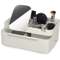 Joseph Joseph 75005 Viva Makeup Cosmetic Storage Organizer With Drawer  Large With Mirror  Shell  Cream