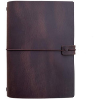Refillable Leather Travelers Notebook -A5 Travel Journal With Lined Insert  8.5 X 5.5 Inches  Dark Brown