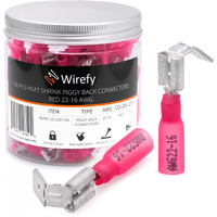 Wirefy 150 Pcs Heat Shrink Piggyback Spade Connectors - 3 Way Wire Connectors - Double Spade Connectors - Quick Disconnect Piggyback Terminals - Red 22-16 Awg