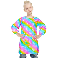Fiodrimy Kids Art Smock Unicorn Painting Artist Apron Waterproof Paint Smocks Girls Boys Long Sleeve With Pocket For Child 8-12 Years  Large