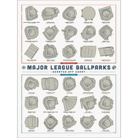 Pop Chart  Major League Ballparks Scratch-Off Poster  12"" X 16"" Print  Track Your Visits To Mlb Stadiums  Baseball Decor Gift  100% Made In Usa