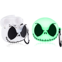 Jowhep Case For Airpod Pro 2019/Pro 2 Gen 2022 Cartoon Cute Silicone Cover With Keychain Fashion Funny Soft Skin For Air Pods Pro Girls Boys Kids Shell Cases For Airpods Pro Luminous Skull