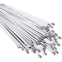 Metal Zip Ties 11.8 Inch 100Pcs 304Stainless Steel Heavy Duty Multi-Purpose Self-Locking Cable Ties Suitable For In Machinery  Vehicles  Farms  Pipes  Roofs Cables  As Well As Outdoor Binding