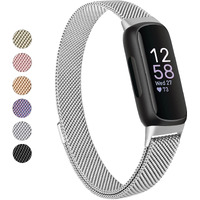 Vanjua For Fitbit Inspire 3 Bands Women Men  Stainless Steel Metal Mesh Loop Adjustable Magnetic Wristband Replacement Straps Compatible With Fitbit Inspire 3 Fitness Tracker (Silver)