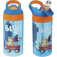 Zak Designs 17.5 Oz Riverside Bluey Kids Water Bottle With Straw And Built In Carrying Loop Made Of Durable Plastic  Leak-Proof Design For Travel  2Pk Set