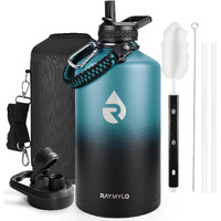 Raymylo One Gallon Water Bottle Insulated  Triple Walled Vacuum Stainless Steel (Cold For 48 Hrs)  Leak Proof & Bpa-Free  Large Water Flask Jug With Paracord Handle & Straw Spout Lids