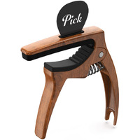 Tanmus 3In1 Guitar Capo For Acoustic And Electric Guitars(With Pick Holder And 4Picks) Ukulele Guitar Accessories(Wood)