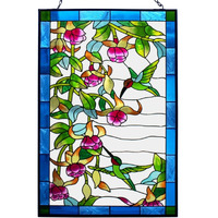Vewogarden Hummingbird Stained Glass Window Hangings  Bird Suncatcher Panel With Metal Chain For Windows Decor Indoor Outdoor (W10Xh15 Inch)