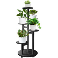 Geebobo 5 Tiered Tall Plant Stand For Indoor  Wood Plant Shelf Corner Display Rack  Multi-Tier Planter Pot Holder Flower Stand For Living Room Balcony Garden Patio (Black)