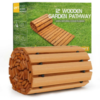 Reliancer Wooden Garden Pathway Outdoor Roll Out Cedar Straight Walkway Patio Path Decorative Garden Boardwalk Walkways Weather-Resistant Roll Up Beach Wood Road Floor Wedding Party Pathways (12')