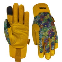 Msupsav Gardening Gloves For Women Garden Gloves For Ladies Cowhide Leather Work Gloves For Yard Work Gardening Colorful Flowers Medium