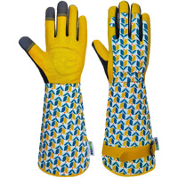 Msupsav Genuine Leather Gardening Gloves Thornproof & Puncture Resistant Garden Gloves Gardening Gloves For Women Long Garden Gloves Rose Gloves Garden Gifts(Small  Tuilp)