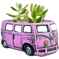 Ascrafter Cute Succulent Plants Pots  Small Planter Pots With Drainage Hole  Flower Pots For Home Indoor Outdoor Garden Decoration (Purple Bus)