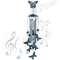 Yiiwinwy Butterfly Wind Chimes For Outside Large Aluminum Tubes Outdoor Decorations For Patio  Garden  Porch  Memorial Bells Gift
