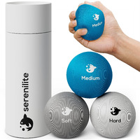 Serenilite 3X Hand Therapy Exercise Stress Ball Bundle For Adults  Grip Strengthening  Tri-Density Squeeze Balls  Hand Grip Strengthener  Soft  Medium & Hard
