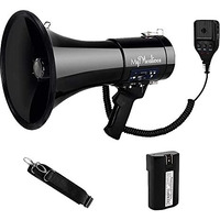Mymealivos Megaphone With Siren Bullhorn 50 Watt Bullhorn Speaker With Detachable Microphone  Portable Lightweight Strap & 3.5Mm Aux Input (Ink+Battery)