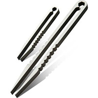 Canku 2Pcs Mini Tweezers Portable Titanium Alloy Edc Survival Camping Outdoor Travel Tool(Silver)
