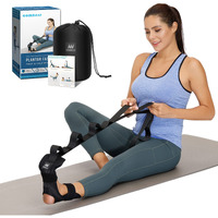 Comness Foot And Calf Stretcher-Stretching Strap For Plantar Fasciitis   Heel Spurs  Foot Drop  Achilles Tendonitis & Hamstring. Yoga Foot & Leg Stretch Strap. (Black)