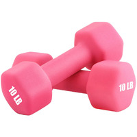 Portzon Weights Dumbbells 10 Colors Options Compatible With Set Of 2 Neoprene Dumbbells Set 1-15 Lb  Anti-Slip  Anti-Roll  Hex Shape Pink