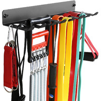 Multi-Purpose Gym Equipment Storage Rack Resistance Bands Storage Hanger Barbell Rack Heavy Duty Gym Rack For Exercise Bands  Lifting Belts And Jump Ropes (17"" / 8 Prongs)