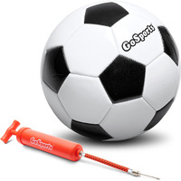 Gosports Classic Black And White Soccer Ball With Premium Pump - Available As Single Balls Or 6 Pack - Choose Your Size