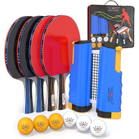 Nibiru Sport Ping Pong Paddles Set - Professional Table Tennis Rackets And Balls  Retractable Net With Posts And Storage Case - Pingpong Paddle And Game Table Accessories (4-Player Set)