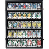 35 Graded Sports Card Display Case - Baseball Card Display Frame With Uv Protection Clear View Lockable Wall Cabinet For Basketball Collectible Trading Card Black Finish