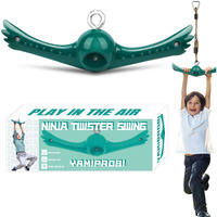Yamiprobi Ninja-Twister Swing Spins Set: Slackline Attachments - 360 Handle Twist-Spin Flips Toy Activate Ninja Powers - Ninja Warrior Accessories - Kids Ninja Hang Toys For Playground Backyard Green