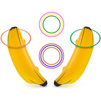 June Fox Inflatable Banana Ring Toss Game For Bachelorette Party  Bridal Shower Decorations For Engagement Party  Lingerie Party (2 Pieces 26"" Bananas & 6 Pcs Toss Rings)