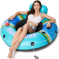 Jasonwell Inflatable River Tube Float - Heavy Duty River Float Pool Floats Lake Water Tubes For Floating River Raft Lounge Floatie With 2 Cup Holders For Adults (Cyan  Xl)