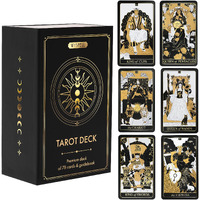 Wyspell Classic Tarot Cards With Guide Book - 78 Gold Tarot Cards For Beginners Tarot Cards Set - Black Tarot Decks With Guidebook - Original Tarot Cards Deck - Tarot Deck With Guidebook