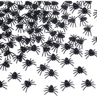 Tuparka 500Pcs Plastic Realistic Spiders Mini Fake Spiders Halloween Party Prank Props For Halloween Party Fool's Day Decorations  Black